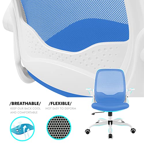 Office Chair, KERDOM Ergonomic Desk Chair, Breathable Mesh Computer Chair, Comfy Swivel Task Chair with Flip-up Armrests and Adjustable Height (9