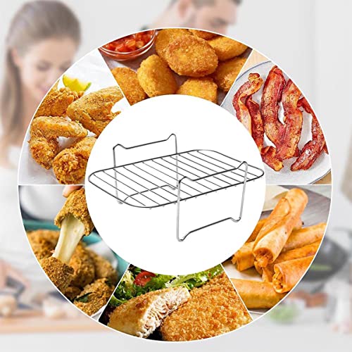 2Pcs Air Fryer Rack, Air Fryer Rack Compatible for Ninja Dual Air Fryer Multipurpose Air Fryer Accessories Stainless Steel Dual Air Fryer Rack wi