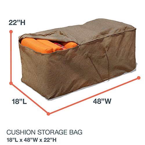 Budge P9A10BTNW3 StormBlock Hillside Patio Cushion Storage Bag, 22"H x 48"W x 18"Deep, Black and Tan Weave