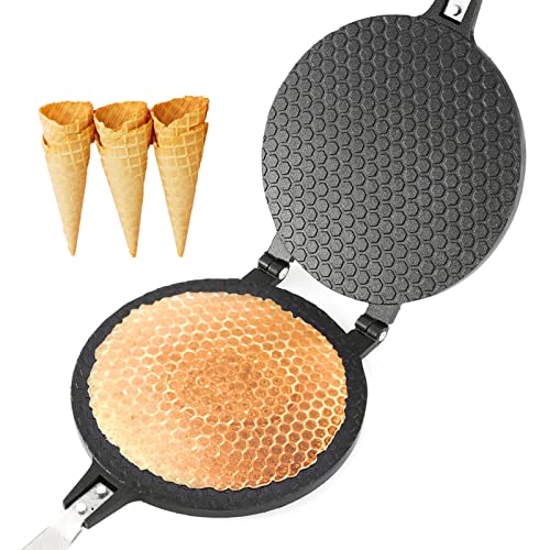 Dyna-Living Non-Stick Egg Roll Waffle Cone Machine Ice Cream Cone Maker Cooking Tools with Heat-Insulation Handle for House Commercial Homemade D