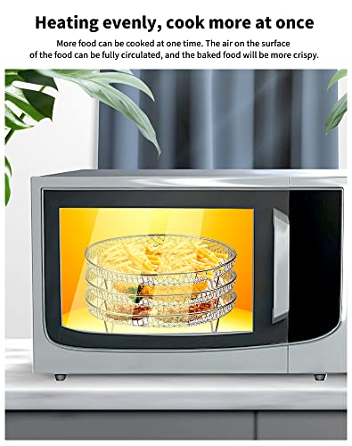 Air Fryer Rack for Ninja Air Fryer 3 Layer Stackable Dehydrator Racks Stainless Steel Air Fryer Basket Tray Air Fryer Accessories Compatible with