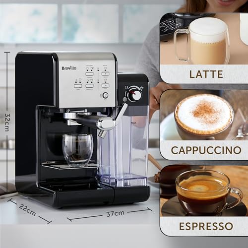 Breville One-Touch CoffeeHouse Coffee Machine | Espresso, Cappuccino & Latte Maker | 19 Bar Italian Pump | Automatic Milk Frother | ESE Pod Compa