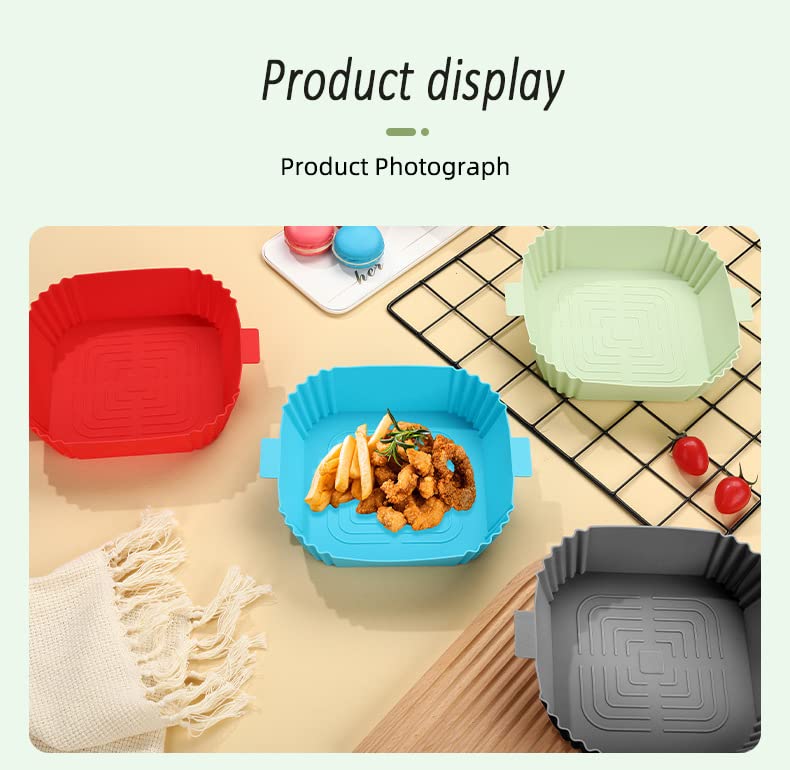 Air Fryer Silicone Pot Square Liners, Reusable Air Fryer Silicone Basket Baking Tray Air Fryer Silicone Grill Pan Baking Microwave Oven Tray High