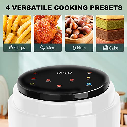 Air Fryer, 9 Customizable Smart Cooking Programs Compact 3.8QT Air Fryers, Dishwasher-Safe & Nonstick, Fit for 2-4 People,Digital Display, (WHITE