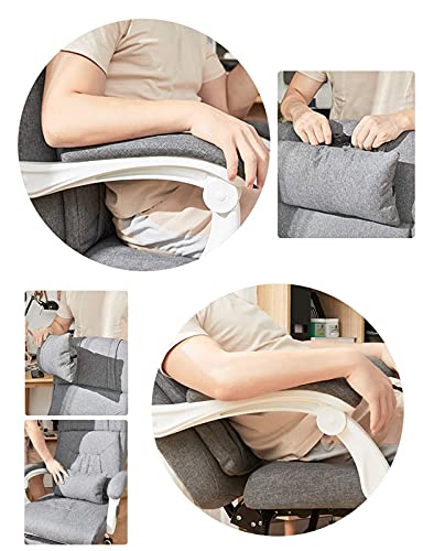 NMDCDH Home Office Chair with Stitched Twill Fabric Works Drafting Chair with Footrest, Gray