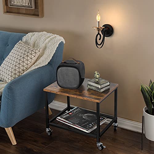 Pinter Rolling Cart 2 Tier Mobile Printer Stand Under Desk Storage Cart Industrial Printer Table with Wheels for Fax Machine, Copier, Scanner in