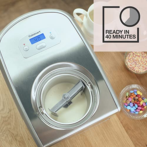 Cuisinart Ice Cream and Gelato Maker | Makes Ice Cream, Gelato, Sorbet, Frozen Yoghurt in 40 Minutes | No Need to Pre-Freeze Bowl | Stainless Ste