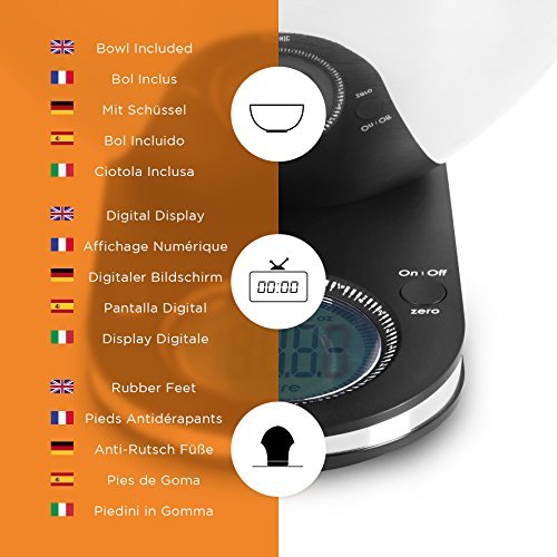 Duronic Kitchen Scale KS5000 Extra-large 3L bowl and electronic backlit LCD display / 5kg Capacity / 1g measurement ideal for precise wet and dry