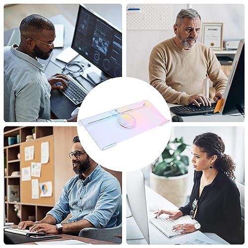 KUWAI Acrylic Clear Keyboard Tray Holder, LED Backlit Keyboard Riser, LED Clear Backlit Keyboard Tray, Acrylic PC Keyboard Stand, Computer Keyboa