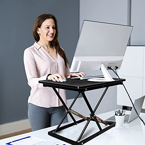 STANDNEE Standing Desk Converter, Height Adjustable Stand up Desk Riser, Fully Assembled Monitor Laptop Riser Workstation, Sit to Stand Desk for