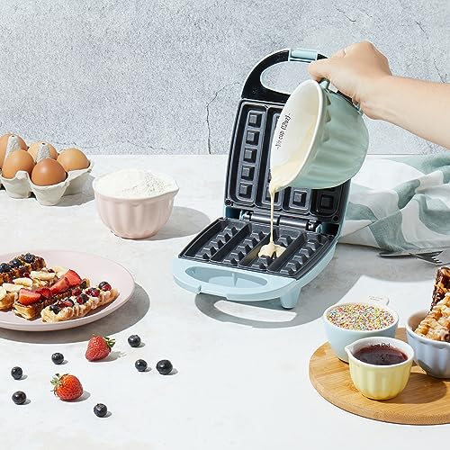 Giles & Posner EK5419NGSBL Stick Waffle Maker – Mini Belgian Waffle Maker with Non-Stick Plates for Easy Cleaning, Non-Slip Feet, 3 Min Preheat T