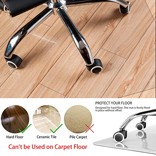 Office Chair Mat for Hardwood Floor 48"x 30" Rectangular Hard Floor Chair Mat, Heavy Duty Floor Mats Transparent Computer Chair Mats Anti-Slip Wo
