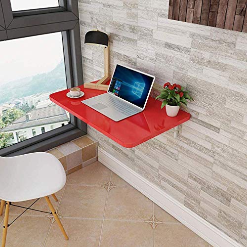 MYYINGELE Folding Wall-Mounted Table, Solid Wood Wall Table, Dining Table, Computer Desk for Small Space, for Office Home Kitchen, Black, 60x40cm