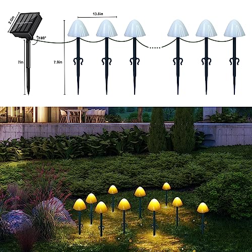 30 LED Mushroom Solar Lights Outdoor Garden, 8 Modes Solar Powered Mushroom Pathway Lights, IP65 Waterproof Garden Lights Decorative Ornaments fo