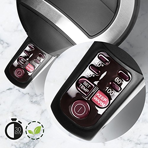 Duronic Electric Kettle EK30 BK | 3KW Variable Temperature Control | BLACK | 1.5L Fast Boil 3000W Eco Kettle | Keep Warm Function | Energy Effici