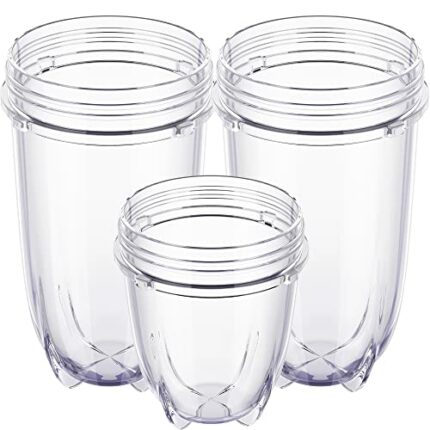 2-pack 16 ounce Cup and 12 ounce Short Cup Replacement Cup Set Fits for Magic Bullet Blenders Cup for 250w (MB1001 Series)