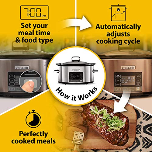 Crockpot TimeSelect Digital Slow Cooker | Programmable Digital Display | 5.6 L (7+ People) | Keep Warm Function | Energy Efficient | Stainless St