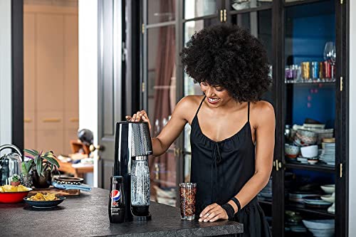 SodaStream Art Sparkling Water Maker Machine- Black + Set of 6 x Pepsi Max concentrates, Sugar-Free