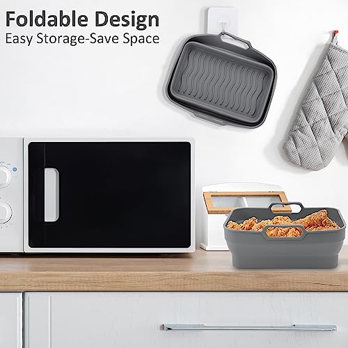 Silicone Air Fryer Liners for Ninja AF300UK 7.6L & Tower T17088, 2 Pack Reusable Air Fryer Silicone Replacement Basket Bowl, Collapsible Baking T