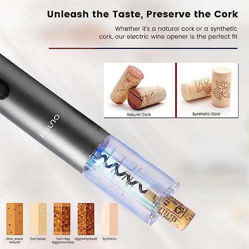 Flauno Electric Wine Bottle Opener - Automatic Corkscrew Wine Opener Set - Electric Wine Opener Rechargeable with Foil Cutter, Vacuum Stopper, Ae