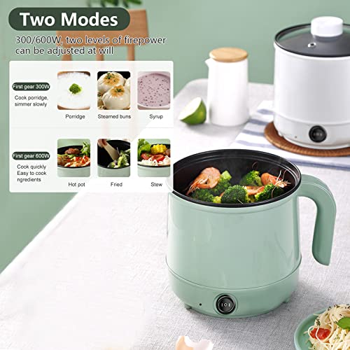 GHIBFBT Electric Hot Pot with Steamer, Non-Stick Multifunctional Electric Skillet for Stir Fry Stew Steam, Portable Mini Cooker for Soup Porridge