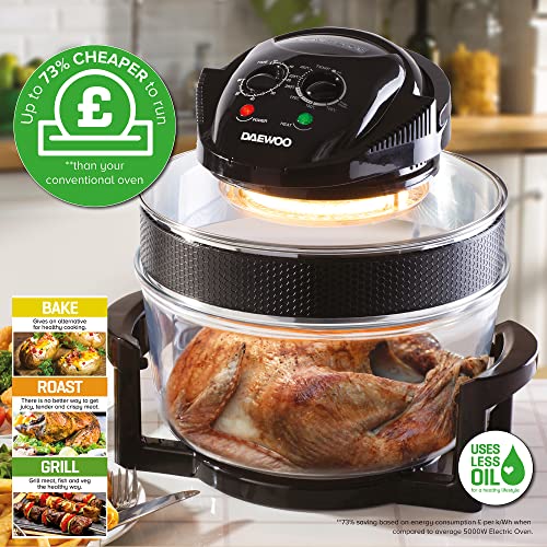 Daewoo Manual Air Fryer, Healthy Halogen For Baking, Roasting And Grilling, Cook Flavourful Food Without The Oil, 60 Minute Timer, All Round View