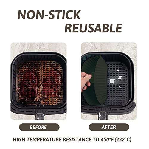 tannac Air Fryer Liner, 8.5 Inch~10 Inch Reusable Silicone Air Fryer Pot,Non-Stick Oil Filter Design 100% Food-Grade Kitchen Mat, 22cm Large Repl