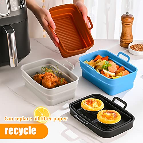 Air Fryer Silicone Liner 9.5L Compatible with Ninja Dual Air Fryer AF451UK & AF400UK, Tower Air Fryer T17088, 2 Pack Reusable Foldable Silicone P