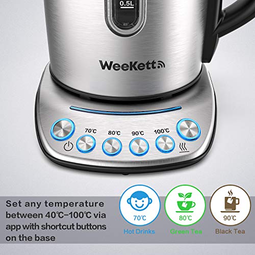 Smart Kettle by WeeKett - voice control with Amazon Alexa, Google & Siri, Variable Temperature Control, Keep Warm, Stainless Steel, BPA Free, Ene