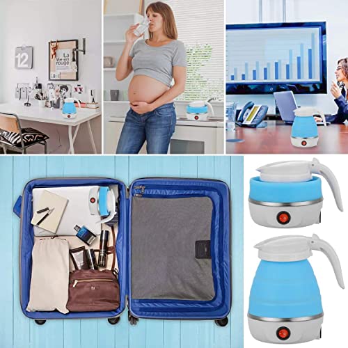 Foldable Electric Kettle, Portable Kettle for Travel 0.6L Food Grade Silicone Collapsible Kettle Electric Water Boiler with Separable Power Cord