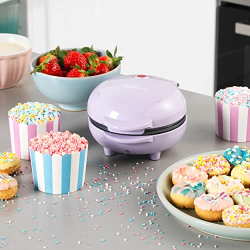 Giles & Posner EK4698GSPP Doughnut Maker - Easy Clean & Non-Stick Plates, Make 3 Mini Donuts, Create Vegan, Breakfast, & Ice Cream Doughnuts For