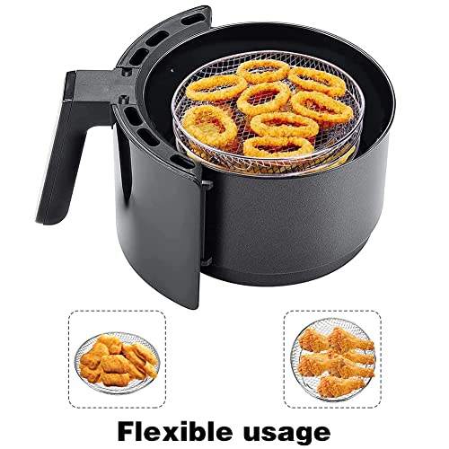 Air Fryer Rack Compatible with Ninja Air Fryer 8 inch 3 Layers Stackable Round Stainless Steel Air Fryer Basket Tray Multi-Purpose Air Fryer Acc