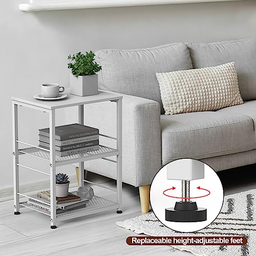 Printer Stand Cart White Rolling Printer Stand with Storage 3 Tier Printer Table with Shelves Storage Mobile Printer Shelf Rack Small Printer Tab