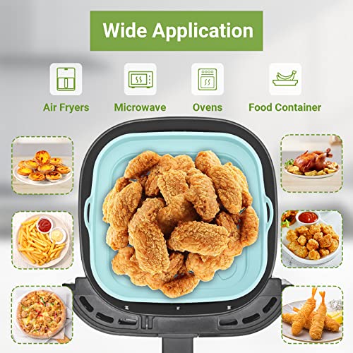 Alyvisun Silicone Air Fryer Liners 2PCS Reusable Airfryer Tray Foldable Kitchen Accessories Basket Versatile Square Baking Rack Pot for Microwave