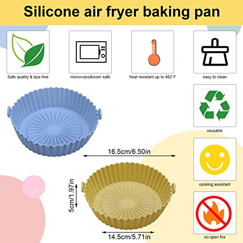 FANTESI 2 Pcs Air Fryer Silicone Liner, 6.3 Inch Round Silicone Baking Pan Air Fryer Paper Liners Replacement Round Silicone Mats Air Fryer Baske