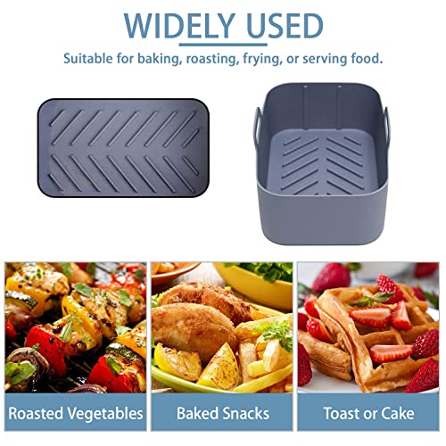 DIFCUL 2PCS Silicone Pot for Ninjas Dual Air Fryer,Silicone Air Fryer Liners,Double Air Fryer Silicone Air Fryer Basket,Reusable Air Fryer Rack(B