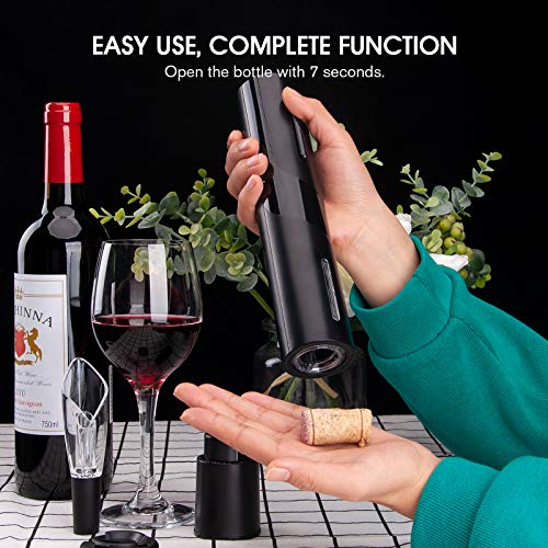 Electric Wine Bottle Openers,Mafiti Red Wine Accessories Gift Set,Corkscrew with Foil Cutter,Wine Vacuum Stopper,Wine Aerator Pourer for Christma