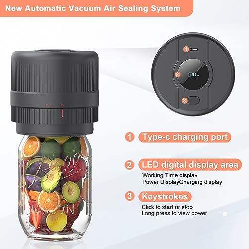 Electric Vacuum Sealer For Mason Jars ,Automatic Jar Sealer Kit for Food Storage with Wide & Regular Mouth Mason canning Compatible with FoodSave