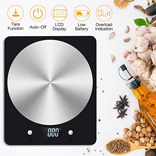 Diyife Digital Kitchen Scale, 11lb/5kg Electronic Cooking Food Scale with LCD Display Stainless Steel Platform Weighing Scale Baking & Cooking Sc