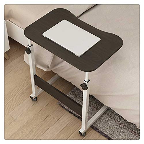N/A Adjustable Height 4 Wheel Computer Desk Beside Laptop Desk Lapdesk Portable Study PC Writing Table Bedroom Living Office (Color : White)