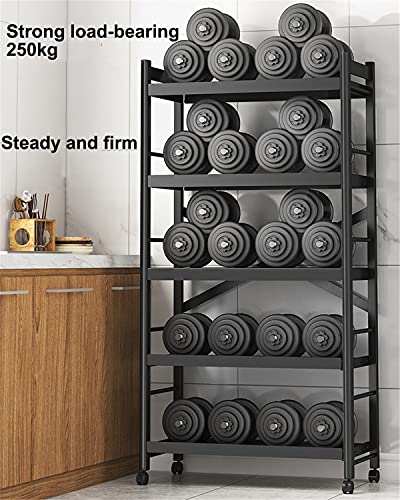 JHKGY 5-Tier Storage Shelving Unit Metal Shelf, Foldable Shelves with Wheels Storage Shelving Unit,Organizers Rolling Cart Display Wire Rack,for
