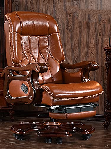 YT.JYUERI Relax Comfortably Safe Office Chairs, Managerial Chairs Home Office Desk Chairs Solid Wood Cowhide boss Chairs, Ergonomic Chairs, Execu