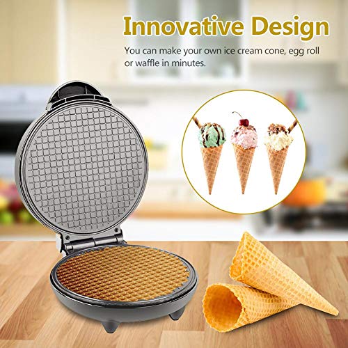 Electric Waffle Cone Maker Machine, Double Side Heating, Non-Stick Stainless Steel Mould, Biscuit Ice Cream Egg Rolls Dessert Baking Pan Kitchen
