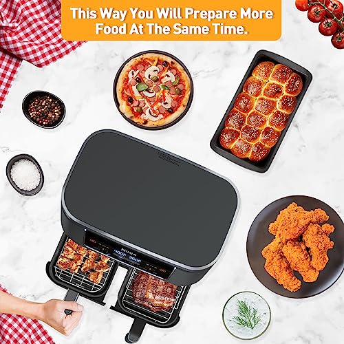 EAIMi Dual Air Fryer Accessories, 10 Pcs Ninja Dual Air Fryer Accessories Compatiable with Ninja Foodi Dual Air Fryer Af400UK AF451UK & AF500UK o