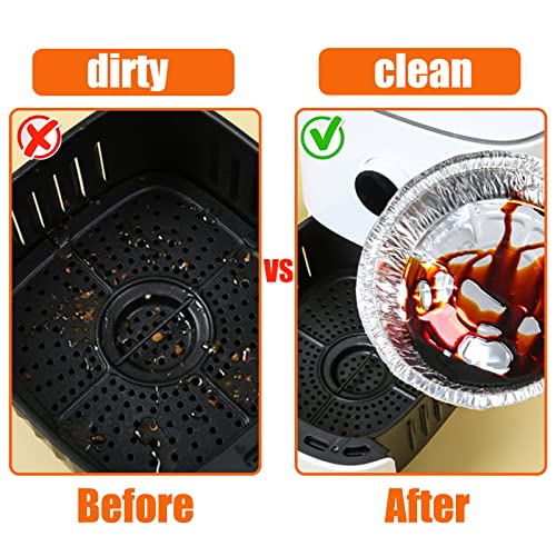 Oil-Proof Aluminum Foil Tin Box,Non-Stick Air Fryer Disposable Paper Liner,Round Aluminum Foil Trays Containers for Oven Air Fryer Cooking Baking