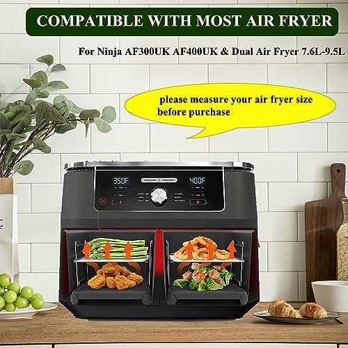 Air Fryer Accessories, Ranedo 8 PCS Accessories for Ninja Air Fryer Dual AF300UK AF400UK and 7.6L-9.5L Dual Air Fryer, Silicone Air Fryer Liners&