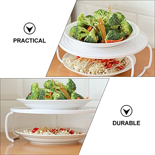 Cabilock 2pcs Microwave Plate Stacker Grill Rack Microwave Tray Plastic Baking Oven Tray Microwave Rack for Bacon Frozen Snacks Cooking Supplies