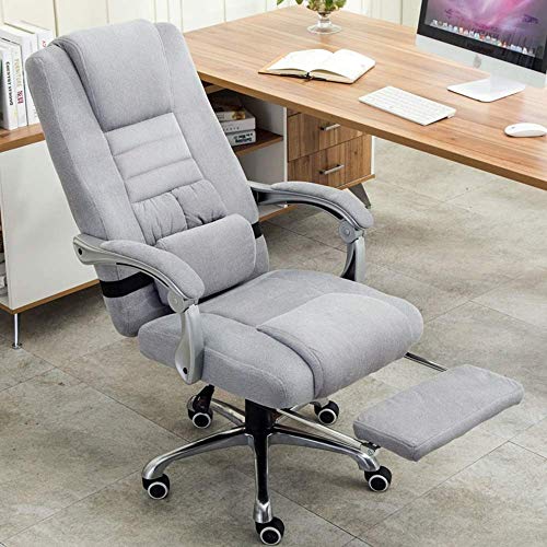 LZQDM Classic Leather-Padded Mid-Back Office Desk Chair with Armrest - Gray