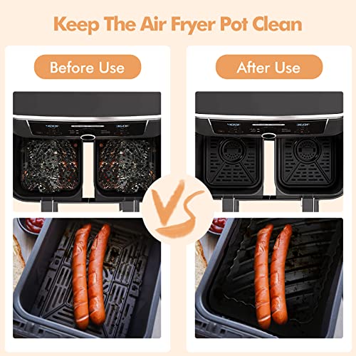 Air Fryer Silicone Liners Reusable, Silicone Air Fryer Basket Inserts For Ninja Dual Foodi DZ201/DZ401 8QT, Air Fryer Pot Baking Tray Square Acce