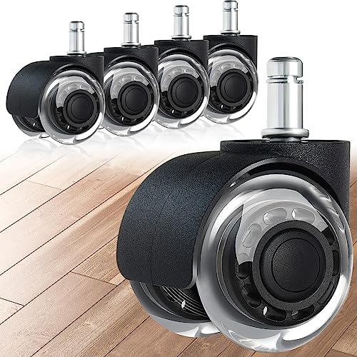 Office Chair Wheels,2 Inch Replacement for Hardwood and Carpet Floors, Heavy Duty Quiet Computer Desk Chair Casters, Universal Caster Wheels Size